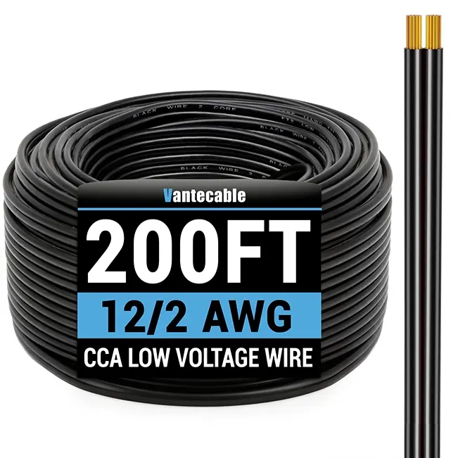 12/14/16AWG Direct Burial Wire, CCA, for LED Lighting Strips, black, 30-500ft