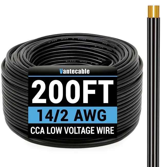 12/14/16AWG Direct Burial Wire, CCA, for LED Lighting Strips, black, 30-500ft