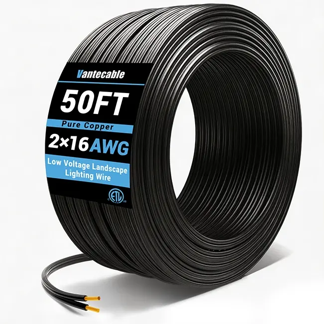 12/14/16AWG Direct Burial Copper Wire, Low Voltage Landscape Lighting, black, ETL Listed, 100-250ft
