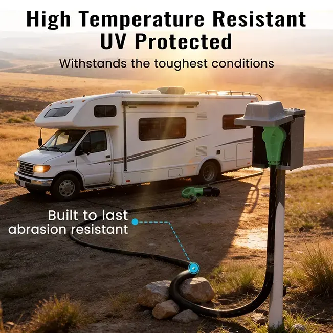 [15ft to 100ft] 10/3 Gauge 30 Amp RV Extension Cord, NEMA TT-30P to TT-30R,with Easy Grip Handle, Yellow/Green,Waterproof,ETL,flexible