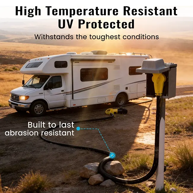 [6ft to 100ft] NEMA 14-50P to NEMA 14-50R 50 Amp RV/EV Extension Cord Outdoor with Grip Handle,yellow,Waterproof,ETL,flexible