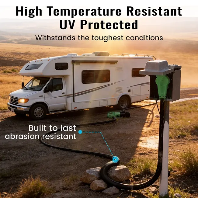 [15ft to 75ft] NEMA 14-50P/R RV/EV Extension Cord Outdoor with Grip Handle,green,Waterproof,ETL,flexible