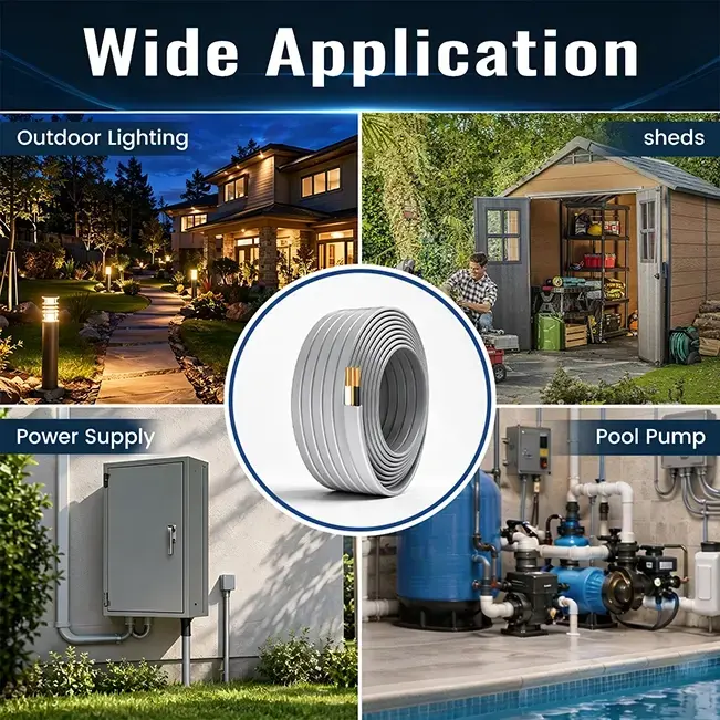 [50ft to 250ft]10/2 UF-B Wire,Underground Feeder Cable,Direct Burial Cable,600V,Ideal for  landscaping projects,pumps and other loads