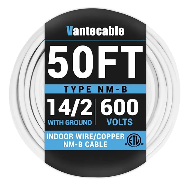 NM-B 14/2 Gauge Electrical Wire with Ground, OFC, 600V, Yellow, UL Listed, 25ft-100ft