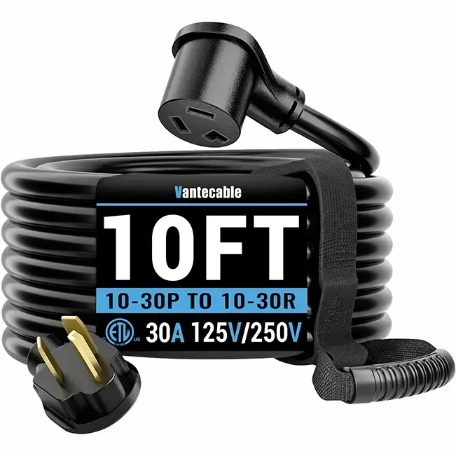 10AWG Dryer Extension Cord, 125V/250V,30A, Pure Copper Wire Cable with PVC Cable Tie, for Outdoor & Indoor Use