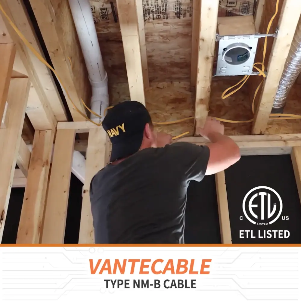 [25ft to 100ft] 10/2 Gauge NM-B Wire, Indoor Electrical Copper Wire with Ground, Orange Romex Equivalent