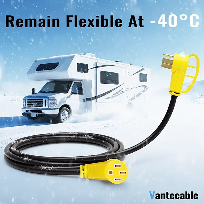 50 Amp RV/EV Extension Cord, for Camper & Outdoor Power, NEMA 14-50P to 14-50R, Yellow, STW, ETL Listed, 6-100ft