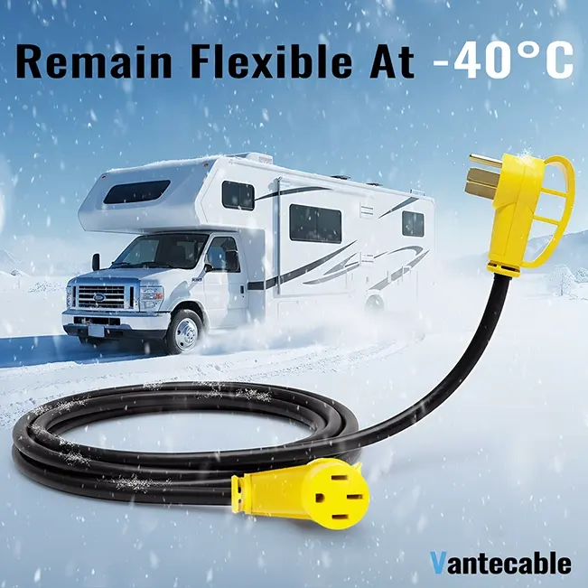 [6ft to 100ft] NEMA 14-50P to NEMA 14-50R 50 Amp RV/EV Extension Cord Outdoor with Grip Handle,yellow,Waterproof,ETL,flexible