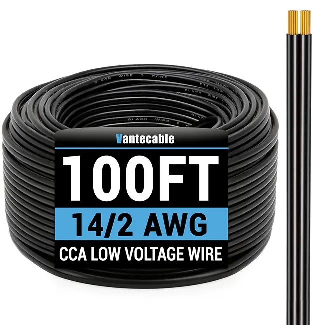 12/14/16AWG Direct Burial Wire, CCA, for LED Lighting Strips, black, 30-500ft