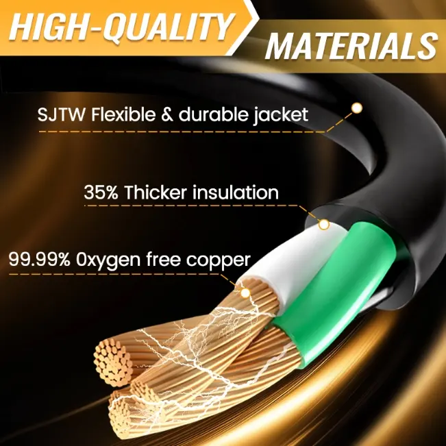 [10ft to 150ft] 12/3 Gauge Heavy Duty Outdoor Extension Cord, Waterproof with LED Lighted End,black,Waterproof,ETL,flexible