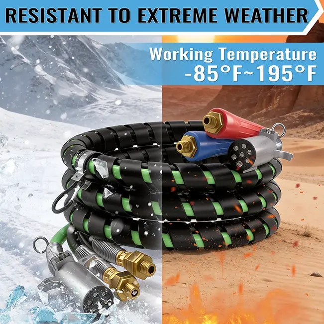 12FT Semi Truck Air Lines Kit with 2PCS Glad Hands, 3-in-1 Air Hoses & 7 Way ABS Electric Power Line, with 2PCS Gladhand Handles, 4PCS Seals and Tender Spring Kit for Semi Truck Trailer Tractor Vantecable