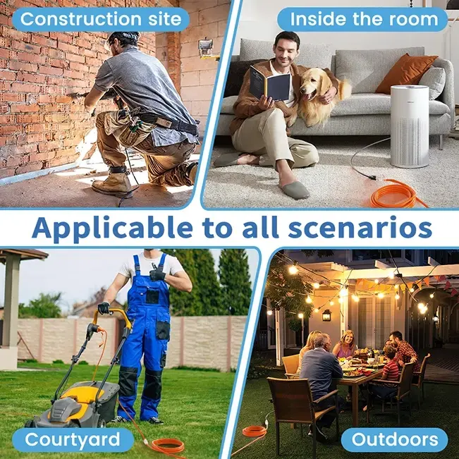 [6ft to 250ft] 12/3 Gauge Heavy Duty Outdoor Extension Cord, Waterproof with LED Lighted End,orange,ETL,flexible