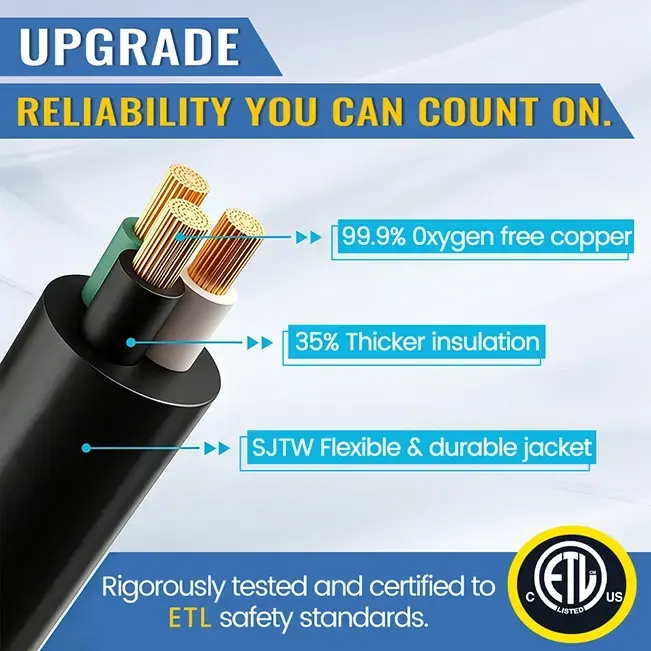 [3ft to 300ft] 16/3 Gauge Indoor Outdoor Extension Cord,balck,Waterproof,ETL,flexible