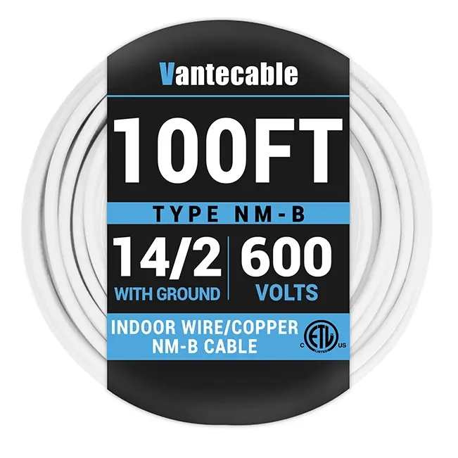 NM-B 14/2 Gauge Electrical Wire with Ground, OFC, 600V, Yellow, UL Listed, 25ft-100ft