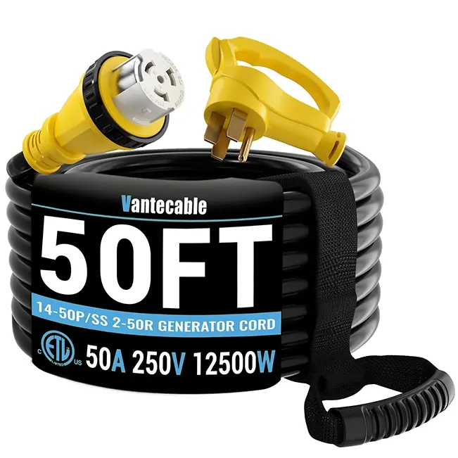 [10ft to 100ft] NEMA 14-50P to SS2-50R Extension Cord with Twist Lock, 50 Amp,for RV Generators and Yachts,Heavy Duty,STW Wire,yellow