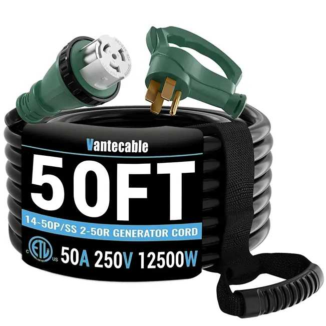 [10ft to 100ft] NEMA 14-50P to SS2-50R Extension Cord with Twist Lock, 50 Amp,for RV Generators and Yachts,Heavy Duty,STW Wire,green