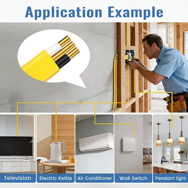 [25ft to 100ft] 12/2 Gauge NM-B Wire, Indoor Electrical Copper Wire with Ground, Yellow Romex Equivalent,Waterproof,ETL,flexible
