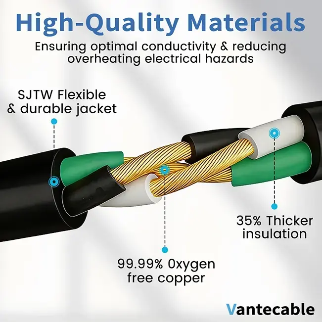 [10ft to 150ft] 12/3 Gauge Heavy Duty Outdoor Extension Cord, Waterproof with LED Lighted End,black,Waterproof,ETL,flexible