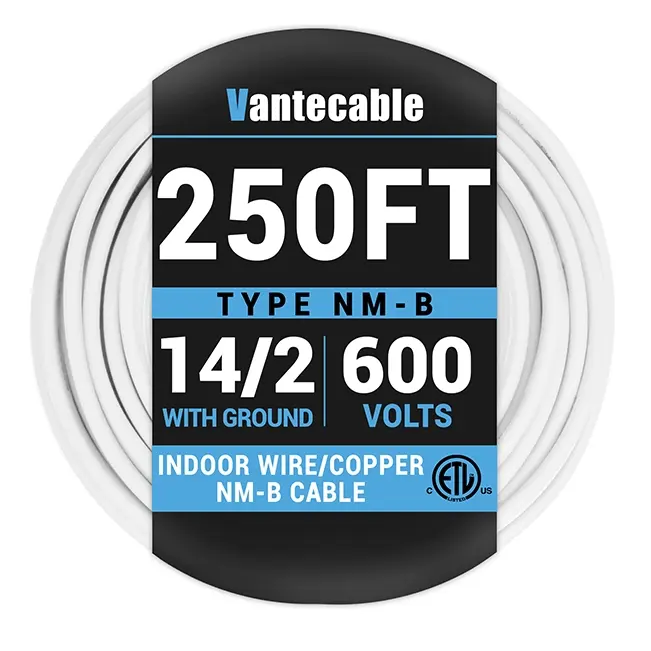 NM-B 14/2 Gauge Electrical Wire with Ground, OFC, 600V, Yellow, UL Listed, 25ft-100ft