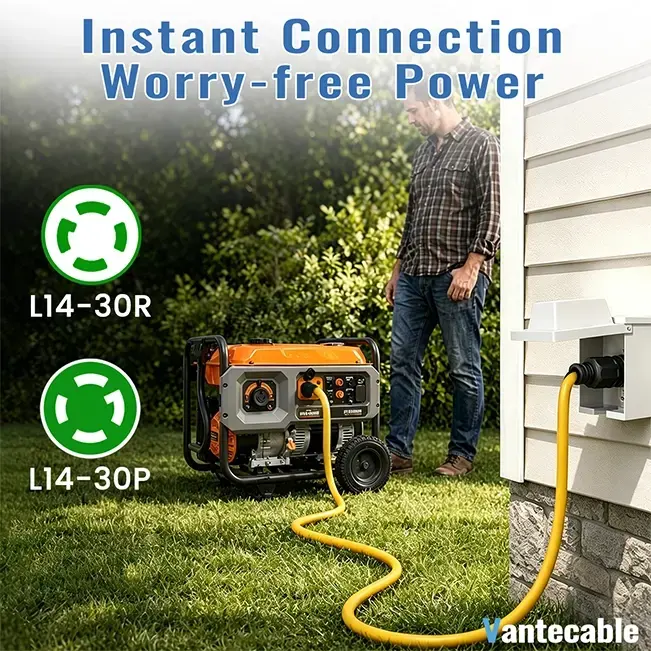 [10ft to 100ft]10/4 gauge Generator Power Extension Cord with Twist Lock Connector,L14-30P&L14-30R, 30 Amp,250V,7500W,ETL Listed