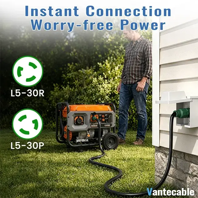 [10ft to 100ft]10/3 gauge Generator Power Extension Cord with Twist Lock Connector,L5-30P&L5-30R, 30 Amp,125V,3750W,ETL Listed