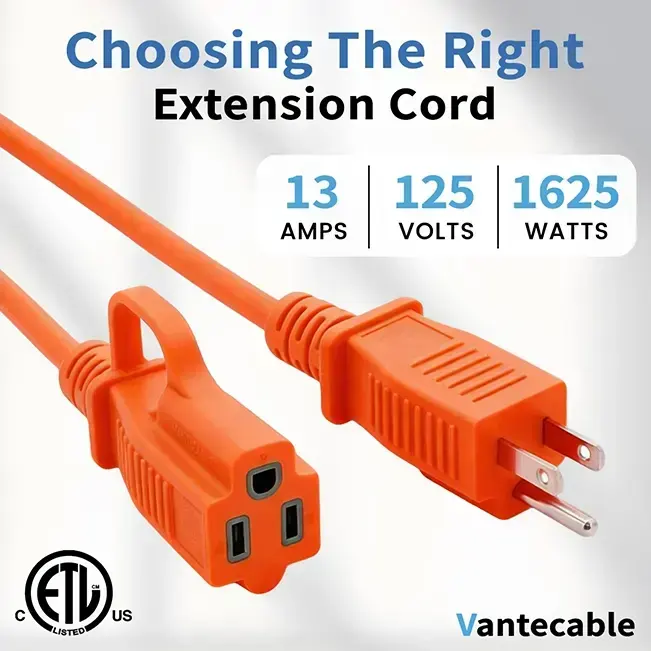 [25ft to 50ft] 16/3 Gauge Indoor Outdoor Extension Cord,orange,Waterproof,ETL,flexible