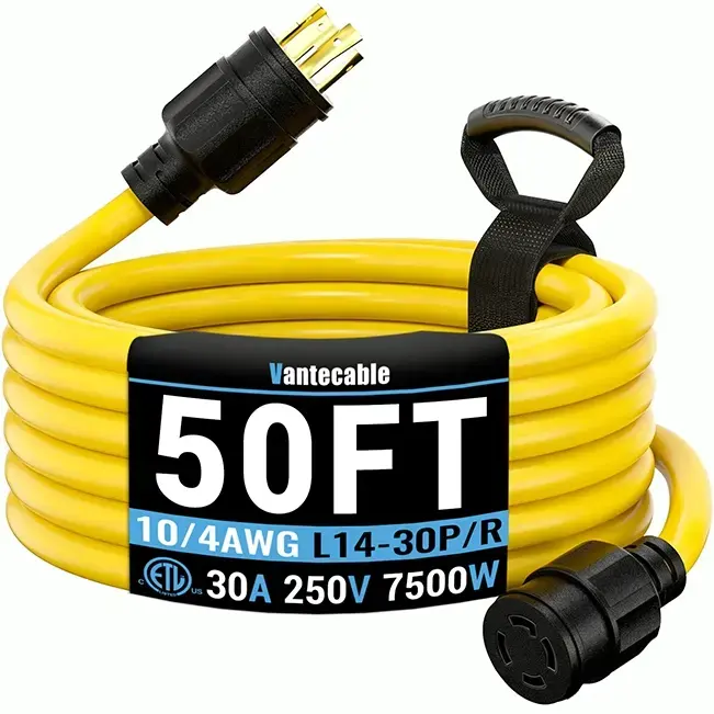 [10ft to 100ft]10gauge 30 Amp Generator Power Extension Cord with Twist Lock Connector,L5-30P/R,L14-30P/R,125V/250,3750W,ETL Listed