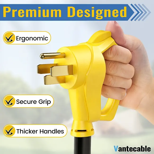 [10ft to 100ft] NEMA 14-50P to SS2-50R Extension Cord with Twist Lock, 50 Amp,for RV Generators and Yachts,Heavy Duty,STW Wire,yellow