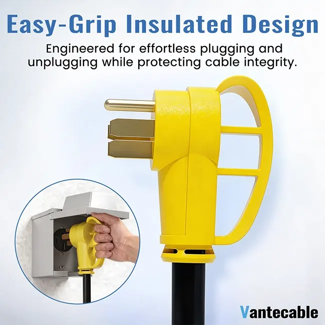 [6ft to 100ft] NEMA 14-50P to NEMA 14-50R 50 Amp RV/EV Extension Cord Outdoor with Grip Handle,yellow,Waterproof,ETL,flexible