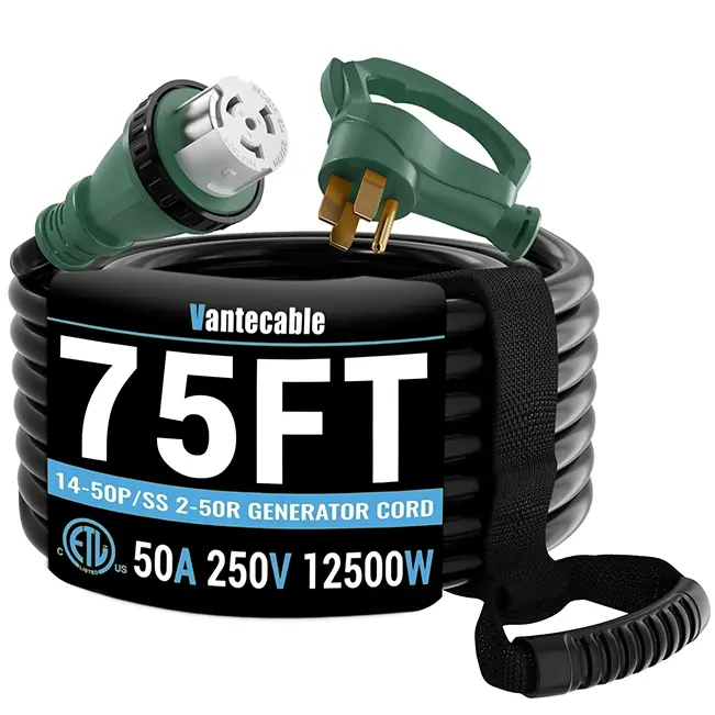 [10ft to 100ft] NEMA 14-50P to SS2-50R Extension Cord with Twist Lock, 50 Amp,for RV Generators and Yachts,Heavy Duty,STW Wire,green