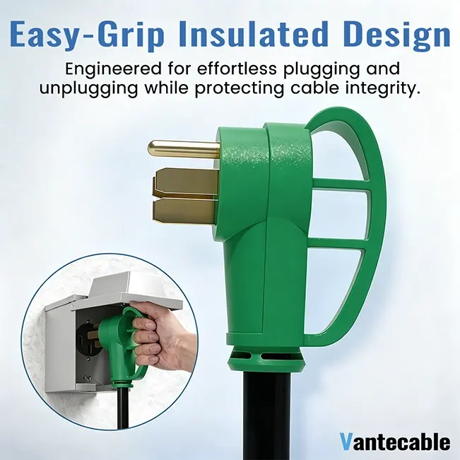[15ft to 75ft] NEMA 14-50P/R RV/EV Extension Cord Outdoor with Grip Handle,green,Waterproof,ETL,flexible