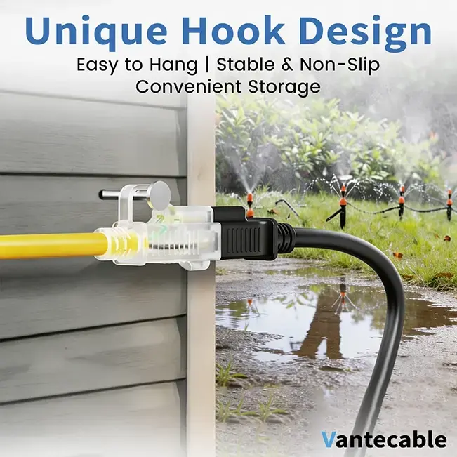 [6ft to 500ft] 12/3 Gauge Heavy Duty Outdoor Extension Cord, with LED Lighted End,yellow,Waterproof,ETL,flexible