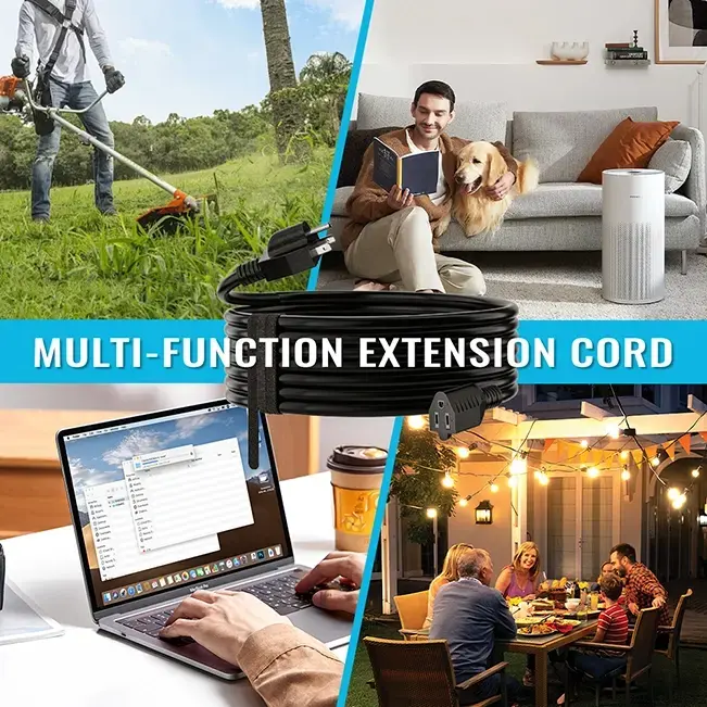 [3ft to 300ft] 16/3 Gauge Indoor Outdoor Extension Cord,balck,Waterproof,ETL,flexible