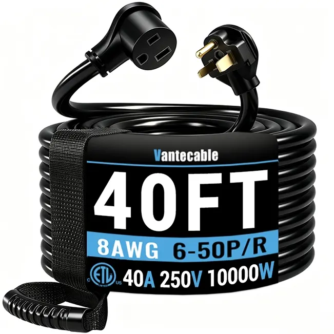 Welder Extension Cord, NEMA 6-50P to 6-50R, 25-40 Amp, SJTW,  ETL Listed, 25-100ft