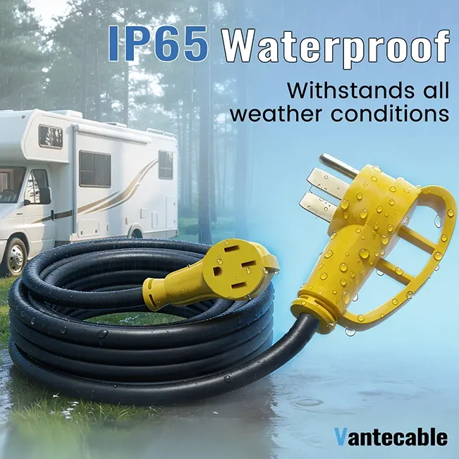 [6ft to 100ft] NEMA 14-50P to NEMA 14-50R 50 Amp RV/EV Extension Cord Outdoor with Grip Handle,yellow,Waterproof,ETL,flexible