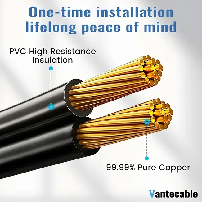 [100ft to 250ft] 12/2 Gauge Direct Burial Wire,underground,Low Voltage Landscape Lighting,Pure Copper,Waterproof,black,ETL,flexible