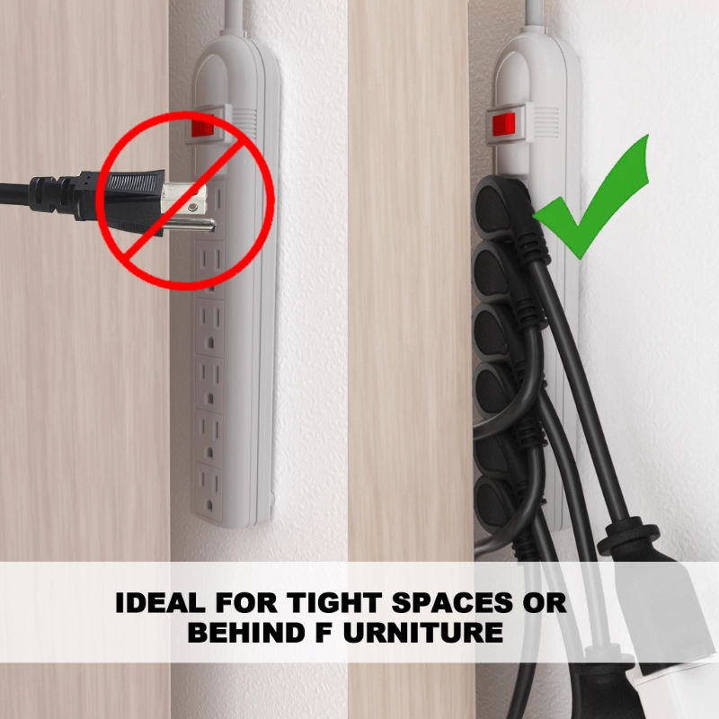 3 Pack 3 Foot Flat Plug Extension Cord Black, 14/3 Gauge Indoor Short Extension Cable-Vantecable