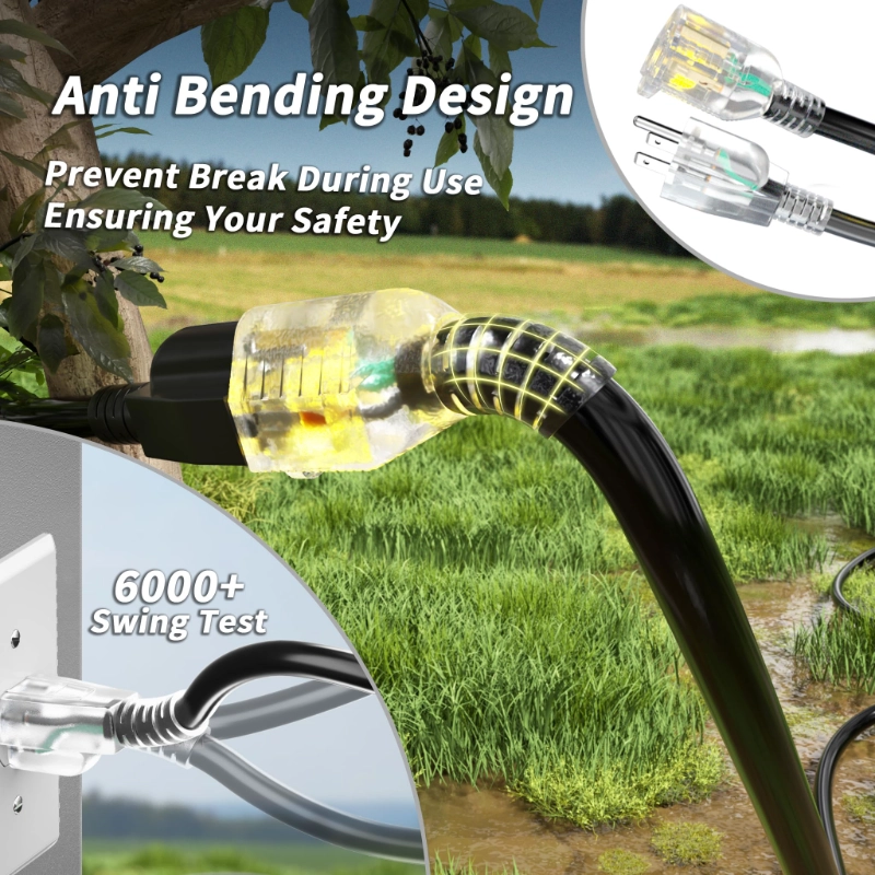 25ft 10/3 Gauge Outdoor Extension Cord Waterproof with Lighted Indicator-Vantecable