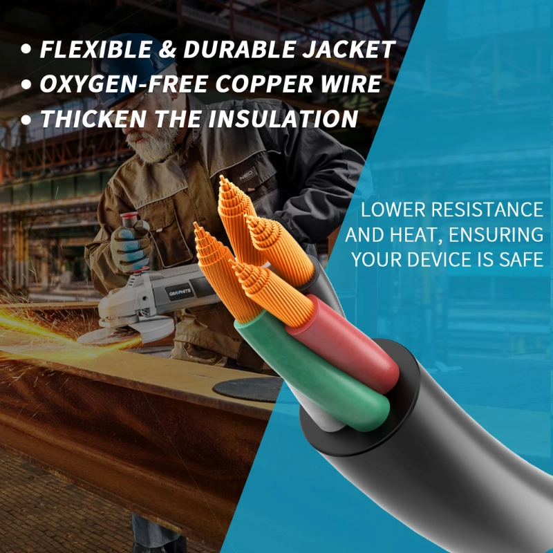 Electric 12/4 SOOW Bulk Cable-12 Gauge 4 Conductor-Rated for 600V-Vantecable