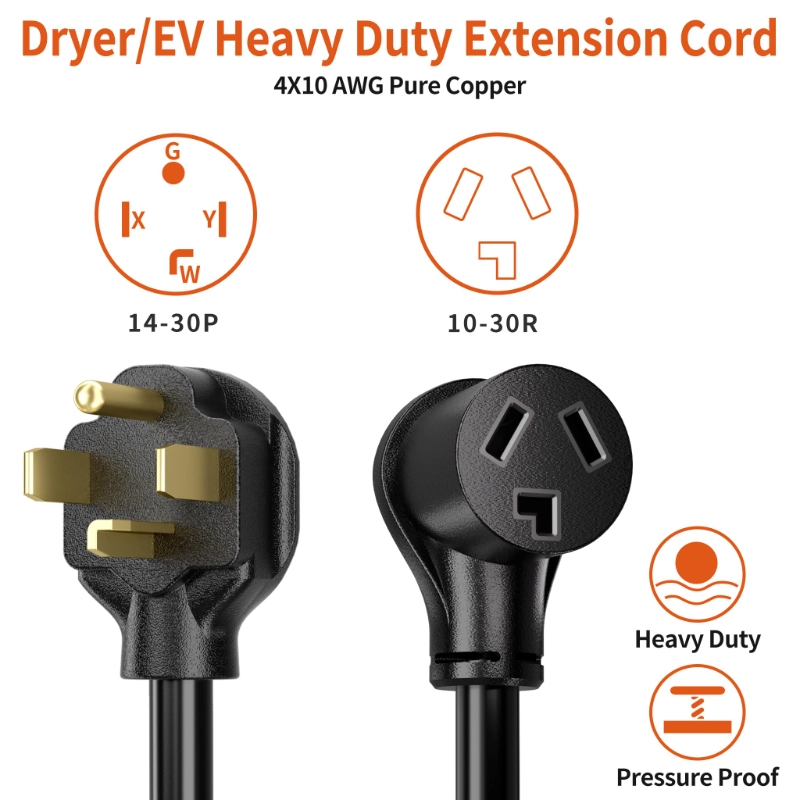 1.5FT 4 Prong to 3 Prong Dryer Adapter-Vantecable