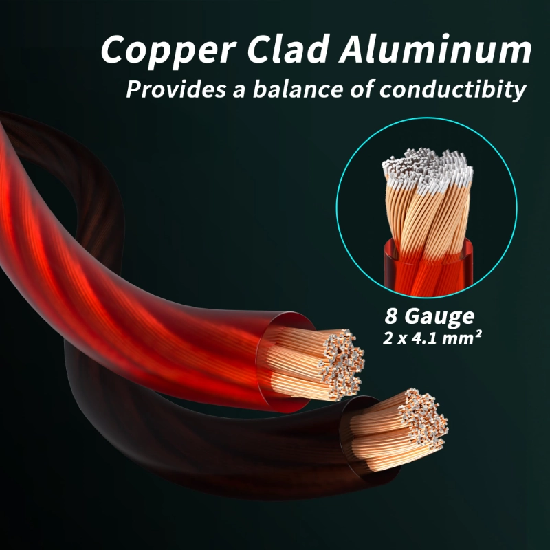 8/4/0 Gauge 25ft Each-Black/Red CCA Wire-Vantecable