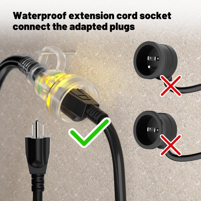 25FT 16 Gauge Black Outdoor Extension Cord Waterproof-Vantecable