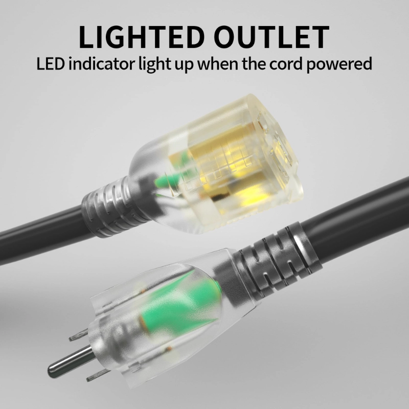 6 Ft 10/3 Black Outdoor Extension Cord Waterproof Heavy Duty 10 Gauge 3 Prong-Vantecable