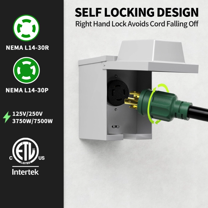 20 FT 30 Amp Generator Extension Cord 4 Prong-Vantecable