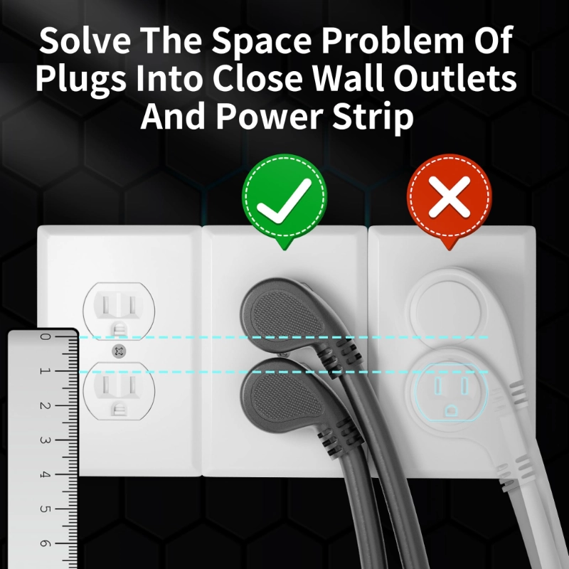 14 Gauge 3 Feet (3 Pack) Flat Plug Extension Cord Black Indoor Outdoor-Vantecable