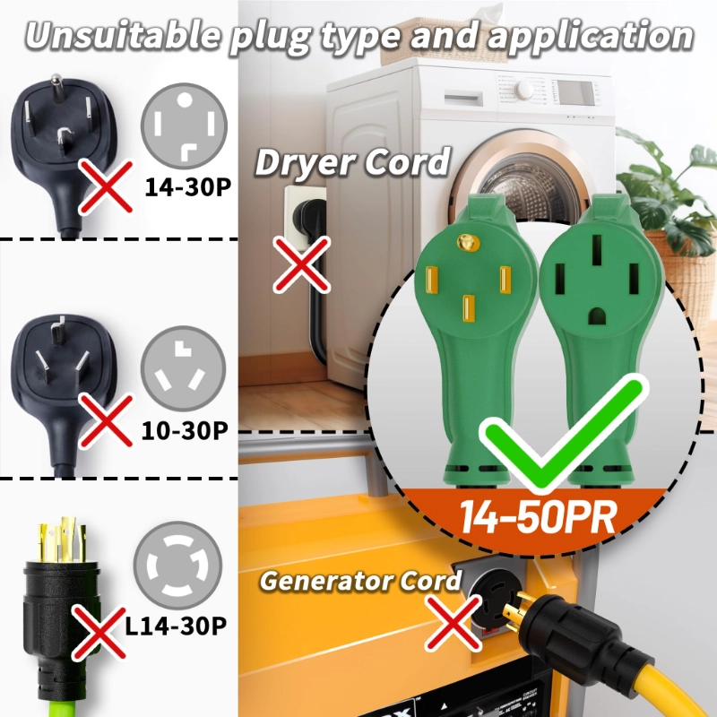 NEMA 14-50P/14-50R 100 FT 50 Amp RV/EV Extension Cord Outdoor with Grip Handle-Vantecable