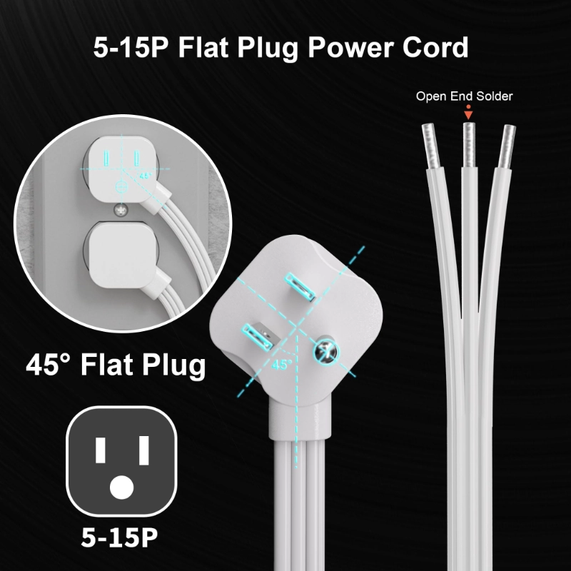 Vantecable 5ft 2 Pack 18/3 White Flat Plug Replacement Extension Cord-Vantecable