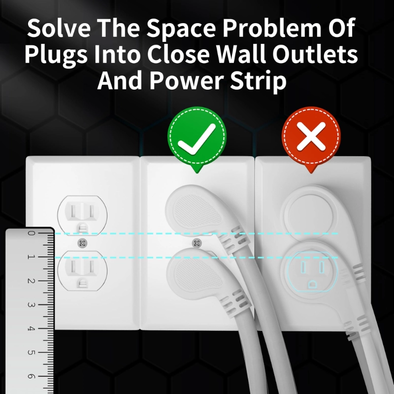 14 Gauge 3 Feet (3 Pack) Flat Plug Extension Cord White Indoor Outdoor-Vantecable