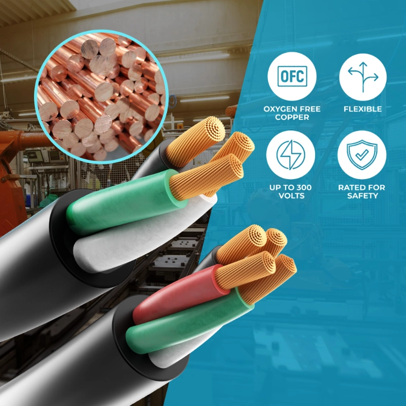 Electric 12/4 SOOW Bulk Cable-12 Gauge 4 Conductor-Rated for 600V-Vantecable