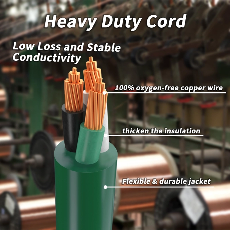 10 FT 16/3 Green Outdoor Extension Cord with Multiple Outlets, 13A 1625W 16AWG SJTW, ETL Listed-Vantecable